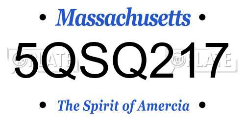5QSQ217 Massachusetts License Plate