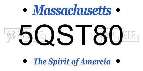 5QST80 Massachusetts License Plate