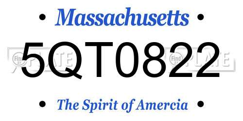 5QT0822 Massachusetts License Plate