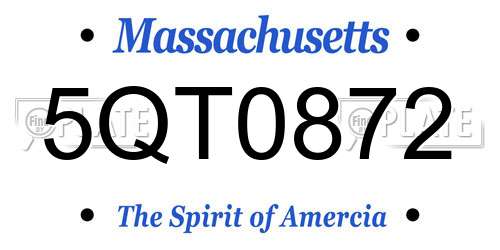 5QT0872 Massachusetts License Plate