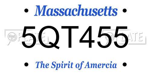 5QT455 Massachusetts License Plate