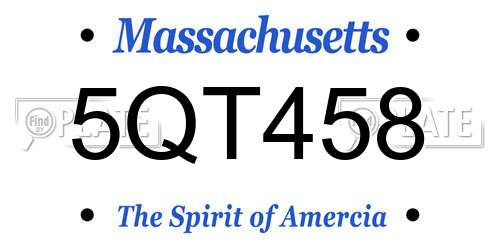5QT458 Massachusetts License Plate