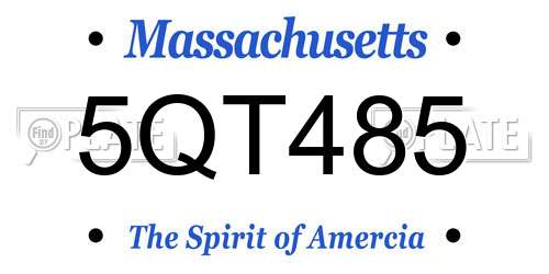 5QT485 Massachusetts License Plate