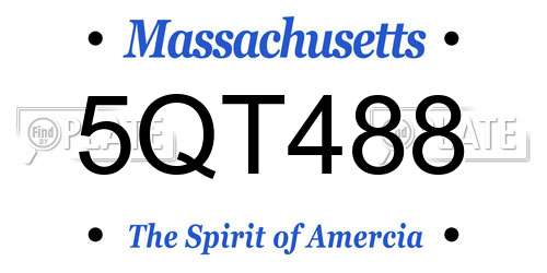 5QT488 Massachusetts License Plate