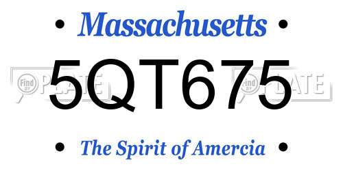 5QT675 Massachusetts License Plate
