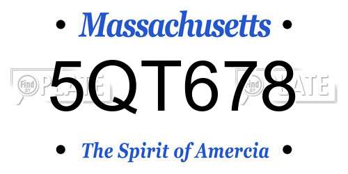 5QT678 Massachusetts License Plate