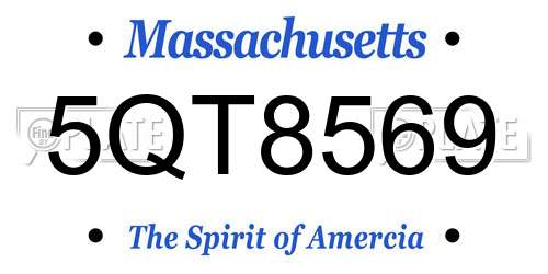 5QT8569 Massachusetts License Plate