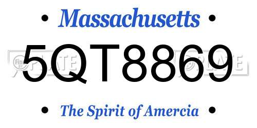 5QT8869 Massachusetts License Plate