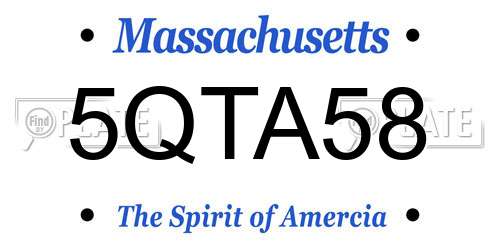 5QTA58 Massachusetts License Plate