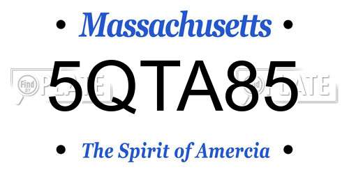 5QTA85 Massachusetts License Plate