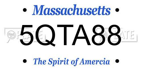 5QTA88 Massachusetts License Plate