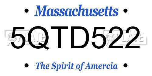 5QTD522 Massachusetts License Plate