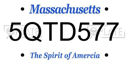 5QTD577 Massachusetts License Plate