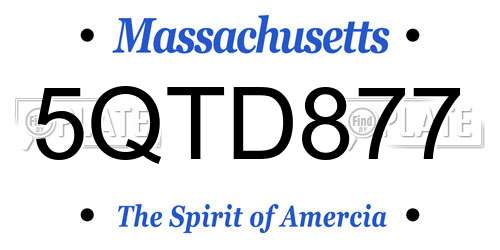 5QTD877 Massachusetts License Plate