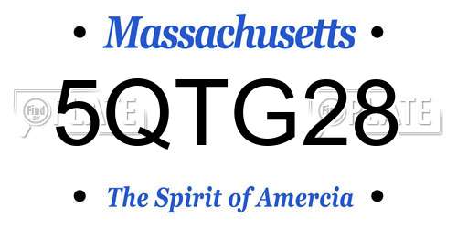 5QTG28 Massachusetts License Plate