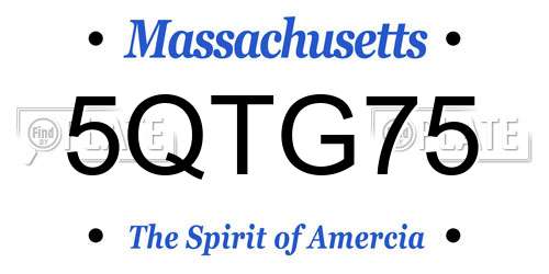 5QTG75 Massachusetts License Plate