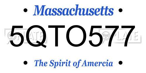 5QTO577 Massachusetts License Plate