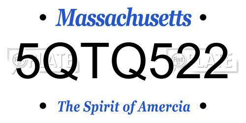 5QTQ522 Massachusetts License Plate