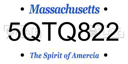 5QTQ822 Massachusetts License Plate