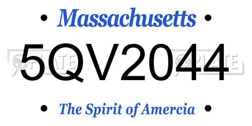 5QV2044 Massachusetts License Plate