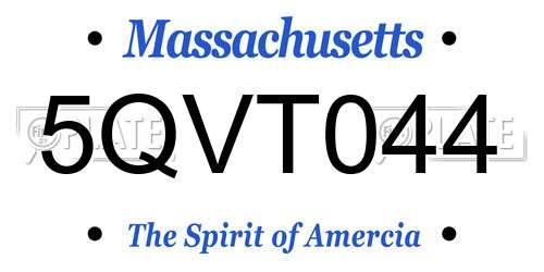 5QVT044 Massachusetts License Plate