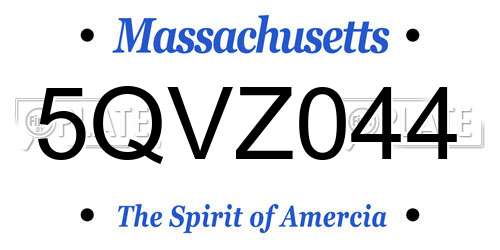 5QVZ044 Massachusetts License Plate