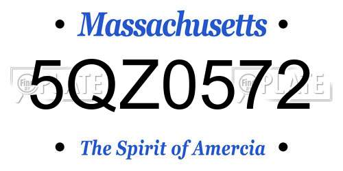 5QZ0572 Massachusetts License Plate
