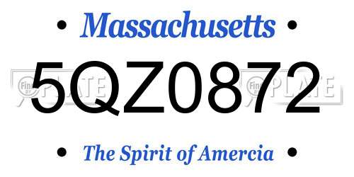 5QZ0872 Massachusetts License Plate