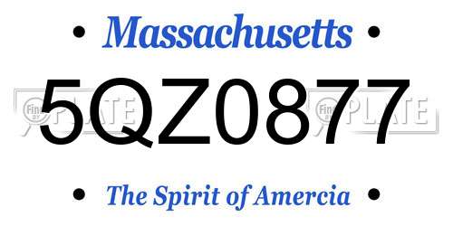 5QZ0877 Massachusetts License Plate