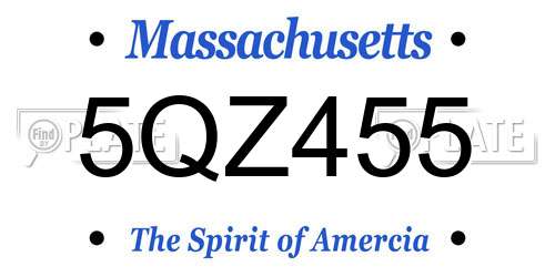 5QZ455 Massachusetts License Plate
