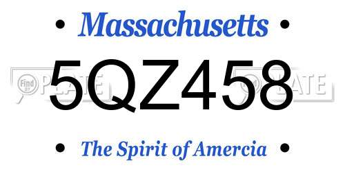 5QZ458 Massachusetts License Plate