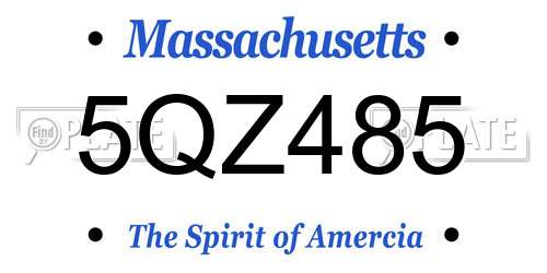 5QZ485 Massachusetts License Plate