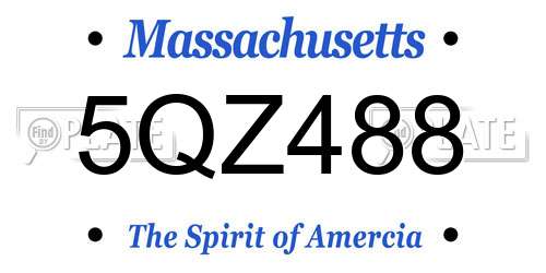5QZ488 Massachusetts License Plate
