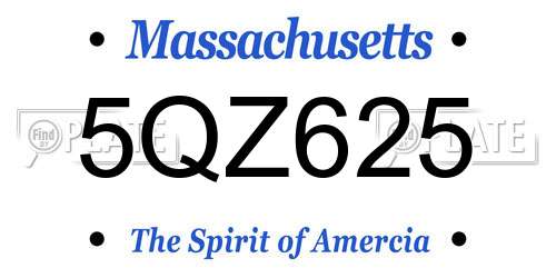 5QZ625 Massachusetts License Plate