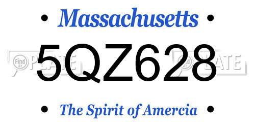 5QZ628 Massachusetts License Plate