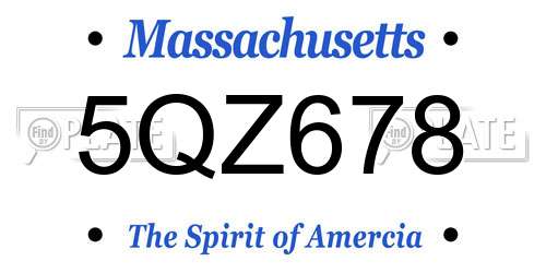5QZ678 Massachusetts License Plate