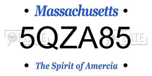 5QZA85 Massachusetts License Plate