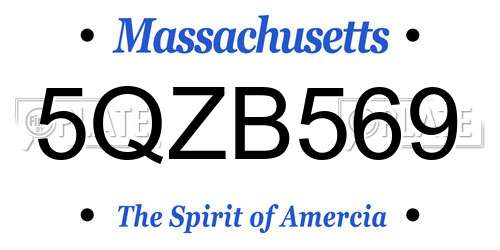 5QZB569 Massachusetts License Plate