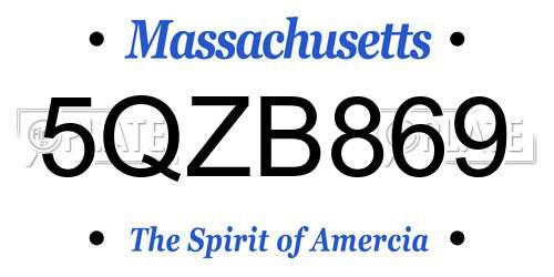 5QZB869 Massachusetts License Plate