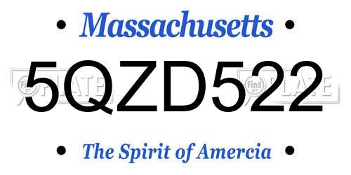 5QZD522 Massachusetts License Plate