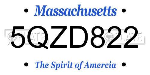 5QZD822 Massachusetts License Plate