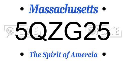 5QZG25 Massachusetts License Plate