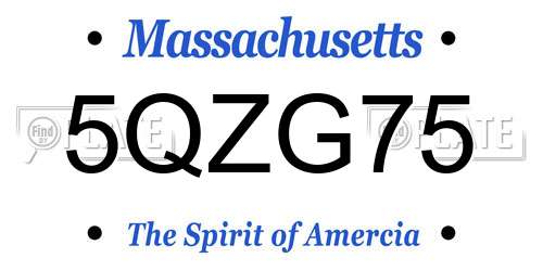 5QZG75 Massachusetts License Plate