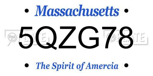 5QZG78 Massachusetts License Plate