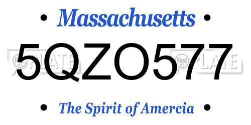 5QZO577 Massachusetts License Plate