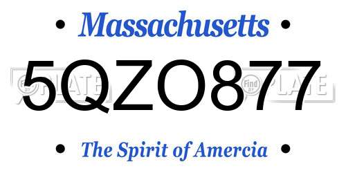 5QZO877 Massachusetts License Plate
