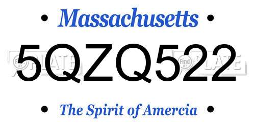 5QZQ522 Massachusetts License Plate