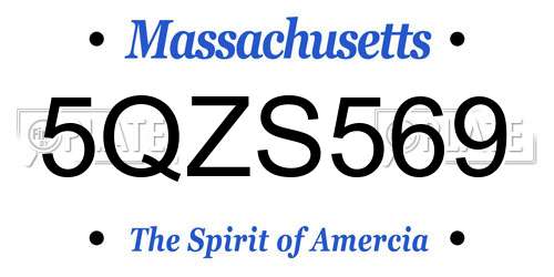 5QZS569 Massachusetts License Plate