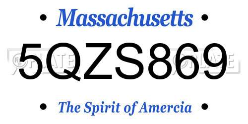 5QZS869 Massachusetts License Plate