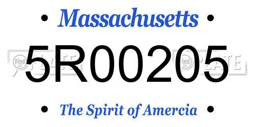 5R00205 Massachusetts License Plate